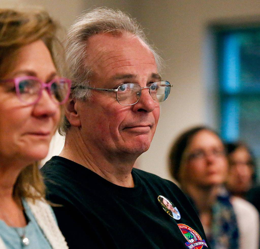 Longtime friend and mentor to Parker Lang, George Dean spoke about the young man. (Dan Bates / The Herald)