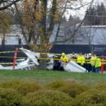 A small Cessna plane crashed at Paine Field on Sunday. (Noah Haglund / The Herald)