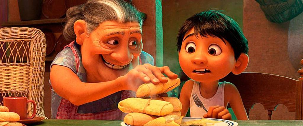 In Disney-Pixars Coco, Abuelita (Renée Victor) serves Miguel (Anthony Gonzalez) whats piping hot. (Walt Disney Pictures-Pixar Animation Studios)