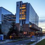 Providence Hospital in Everett at sunset Monday night. Officials Providence St. Joseph Health Ascension Health reportedly are discussing a merger that would create a chain of hospitals, including Providence Regional Medical Center Everett, plus clinics and medical care centers in 26 states spanning both coasts. (Kevin Clark / The Daily Herald)