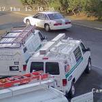 Lynnwood police released a photo of a white passenger car from an armed robbery that occurred around 12:15 p.m. Thursday in the 20600 block of 48th Avenue W. One suspect was caught. Police were trying to track down at least two other people who were in the car. (Lynnwood Police Department)