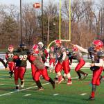 Stanwood Junior Bantams quarterback Wyatt Custer uncorks a pass during a game at the Pro Football Hall of Fame National Youth Championships on Dec. 15-17 in Canton, Ohio. (Stanwood Junior Bantams photo)