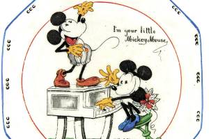 Vintage Mickey Mouse plate features original drawing style
