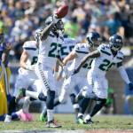 Mark J. Terrill / Associated Press                                The Seahawks Neiko Thorpe celebrates after a turnover during the first half of a game against the Rams on Oct. 8 in Los Angeles.