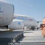 A man looks at an Airbus A380 at the Paris Air Show in Le Bourget, France, last June. (AP Photo/Michel Euler)