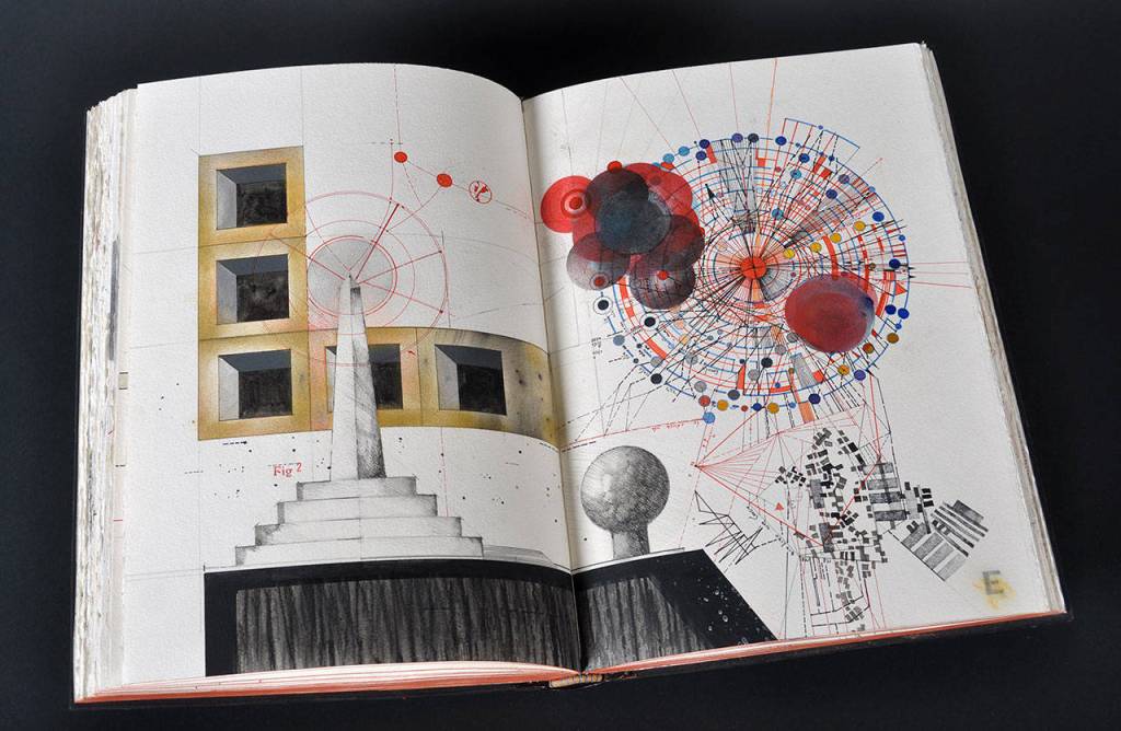 Tim Ely has been making books since he was a child. His fantastical work is science-based and also very painterly. Elys art and works by his former art professor, R. Allen Jensen, are displayed in the Loft Gallery at the Schack through Feb. 8.