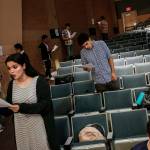Students take a few moments to go over their lines. (Ian Terry / The Herald)