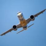 An Embraer E195 jetliner. Boeing has been in talks to acquire the Brazilian airplane maker. (Embraer)