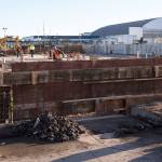 An area, under construction here on Dec. 7, will serve as a passenger terminal for Paine Fields new commercial airport this fall. (Ian Terry / The Herald)