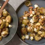 Roasted Brussels sprouts with apple and sunflower seeds. (Photo by Goran Kosanovic for The Washington Post)