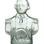 This bottle, shaped like a bust of George Washington in his uniform, held Simons Centennial Bitters. It sold recently at a Glass Works auction for $748. It is 9⅞ inches high.                                (Cowles Syndicate Inc.)
