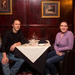 James and Anne Abbott, owners of Abbotts, sit in brown leather club chairs in the back room at their new upscale restaurant at 1414 Hewitt Ave. (Andy Bronson / The Herald)