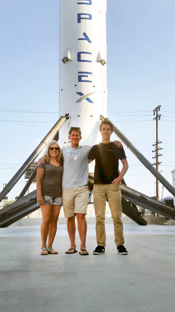 Ryan Summers spent two summers interning at SpaceX in California, where he helped write code for spacecraft. He received a visit from his parents, Beverly and Kevin Summers. (Courtesy photo)