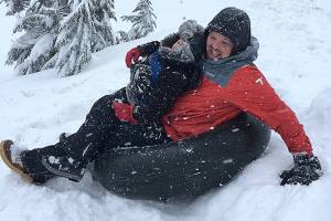 Mount Baker provides ample snow for a fun day of sledding