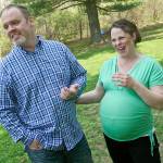 Kateri and Jay Schwandt in 2015. They have 13 boys and are expecting their 14th child in April. (Chris Clark/The Grand Rapids Press via AP, File)
