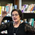Susan Wise Bauer speaks about her new book Rethinking School: How to Take Charge of Your Childs Education to parents, staff and kids during a talk at Edmonds Heights K-12. (Andy Bronson / The Herald)