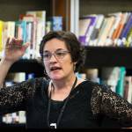 Susan Wise Bauer speaks about her new book Rethinking School: How to Take Charge of Your Childs Education to parents, staff and kids during a talk at Edmonds Heights K-12. (Andy Bronson / The Herald)
