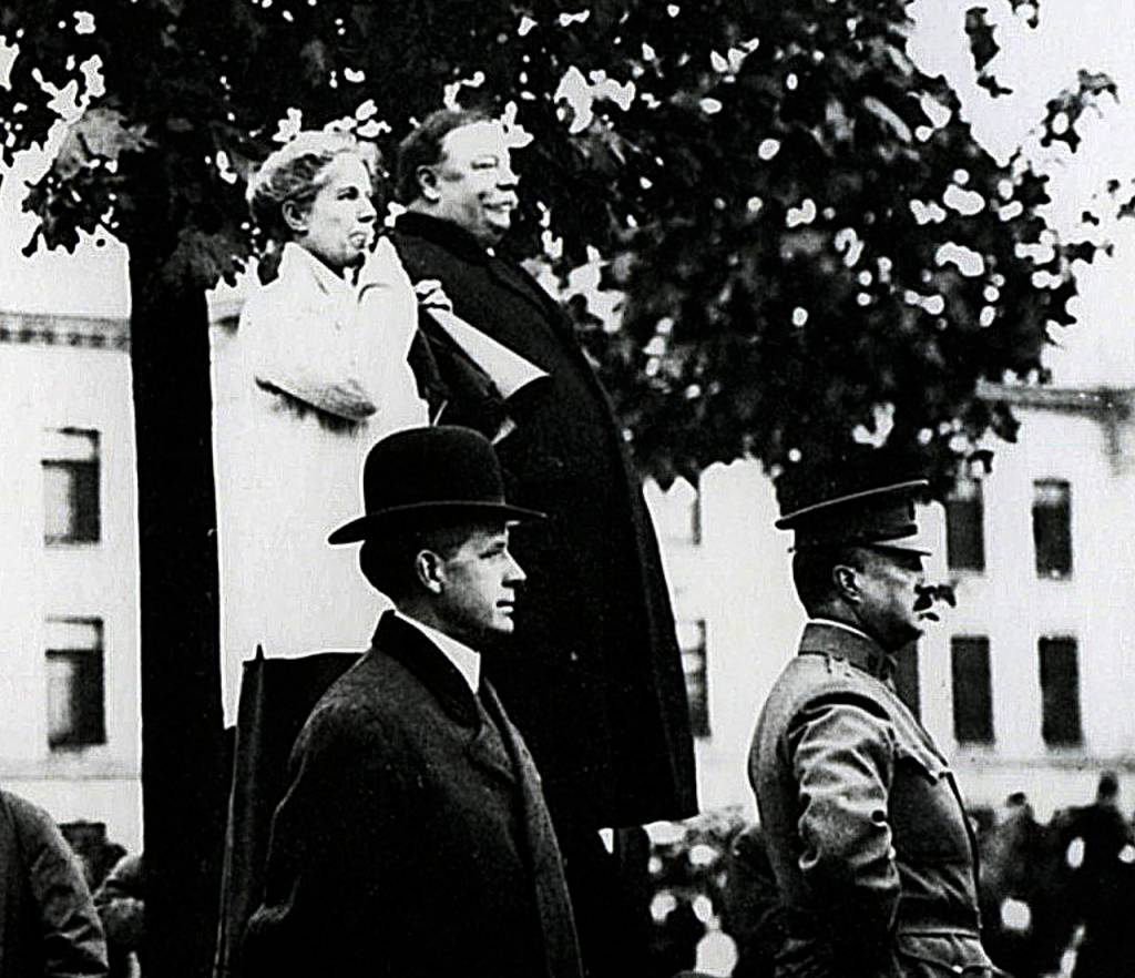 President William Howard Taft visits in front of Everett High in 1911.