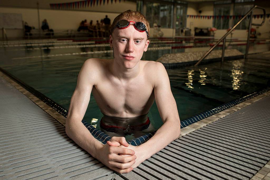 Stanwoods Sam Grant will be competing in multiple freestyle events at the upcoming Washington Interscholastic Activities Association 3A state championships at the King County Aquatic Center in Federal Way.<strong> </strong>(Ian Terry / The Herald)