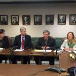 From left, Reps. Kristine Lytton, House Majority Leader Pat Sullivan, Timm Ormsby and June Robinson announce the House Democrats budget proposal. (Josh Kelety/WNPA Olympia News Bureau)