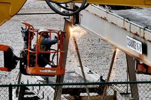 The old footbridge finally comes down on Everett waterfront