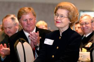 Helen Jackson, the widow of the late Sen. Henry M. Jackson, died Saturday evening in Everett. She is shown here at a Navy ceremony with former Mayor Ray Stephanson. (Dan Bates / The Herald)