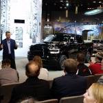 A customized 2019 Ram 1500 pickup modified with Mopar equipment is introduced to automotive media members at the 2018 Chicago Auto Show. (Mary Lowry / For The Herald)