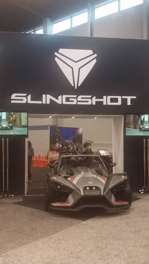 For 2018, the Polaris Slingshot three-wheeler is available in a new Grand Touring LE model with special features such as a Slingshade roof and Ride Command infotainment system. (Mary Lowry / For The Herald)