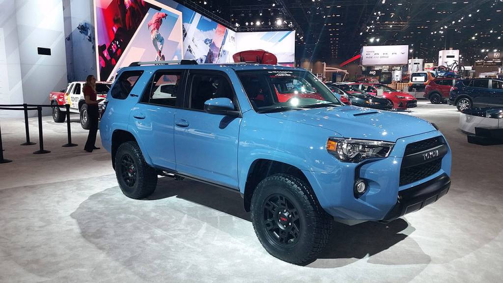 2019 TRD Pro versions of the Toyota 4Runner, Tundra and Tacoma took center stage during the 2018 Chicago Auto Show Media Preview. This 4Runner has the Voodoo Blue paint color unique to the TRD Pro vehicles. (Mary Lowry / For The Herald)