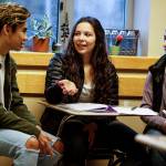 Cascade High School students (from left) Jonathan Lopez, Esther Martinez and Aumnia Alissa discuss Malala Yousafzais book I Am Malala during class on Feb. 27 in Everett. (Ian Terry / The Herald)