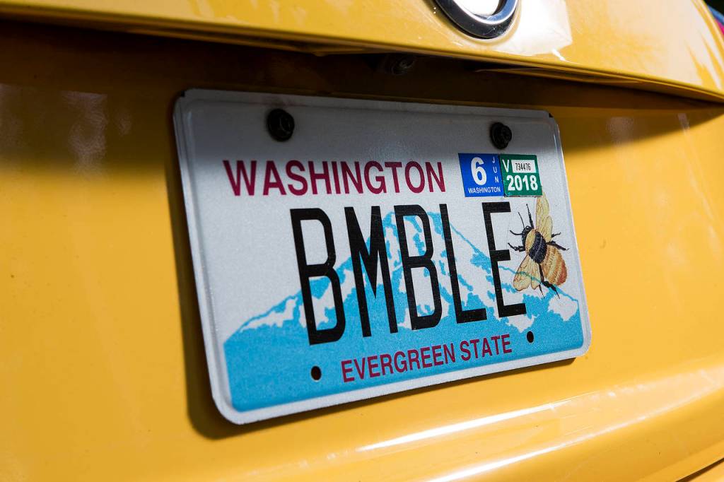 A custom license plate is seen on Belinda Kellys Nissan Juke. (Ian Terry / The Herald)
