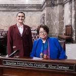 Serenity Healy, 14, served as a page in the Washington State Senate during the week of Jan. 22 under the sponsorship of Sen. Maralyn Chase, D–Edmonds. (Contributed photo)