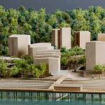 An architectural model of the planned development of 3,080 waterfront condos at Point Wells near Woodway. (Blue Square Real Estate)