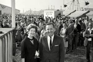 Helen Jackson and her husband, U.S. Sen. Henry M. Scoop Jackson, were newlyweds when this photo was taken at the 1962 Evergreen State Fair in Monroe. They were married Dec. 16, 1961. Helen Jackson died Feb. 24 at her home in Everett. Scoop Jackson died in 1983. (Herald archives)