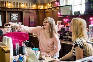 The customer is king at Tabby’s Coffee in Everett library