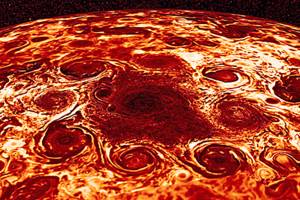 Geometric clusters of cyclones churn over Jupiter’s poles