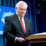 Secretary of State Rex Tillerson steps away from the podium after speaking at a news conference at the State Department in Washington on Tuesday. (AP Photo/Andrew Harnik)