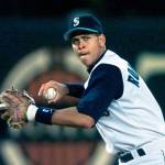 Seattle shortstop Alex Rodriguez makes a throw to first during the Mariners game against the Chicago White Sox on August 9, 1999. (Byandy Rogers)