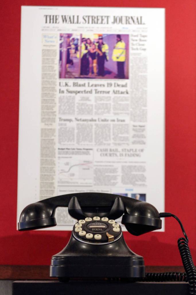 A sample of the decor at Newsroom, whose owner is a former national TV anchor. (Kevin Clark / The Herald)