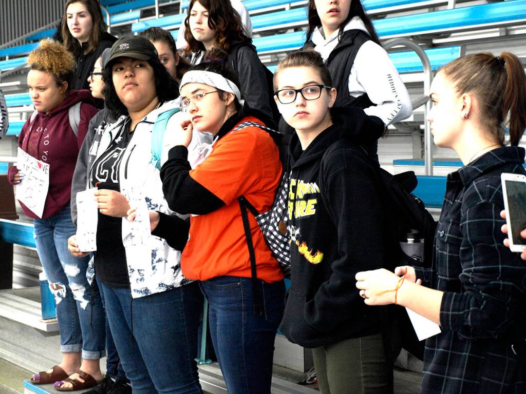 Students at Sultan High School took part in the national school walkout movement Wednesday. They aimed to share a message of love and kindness, they said. (Kaylee Spencer)
