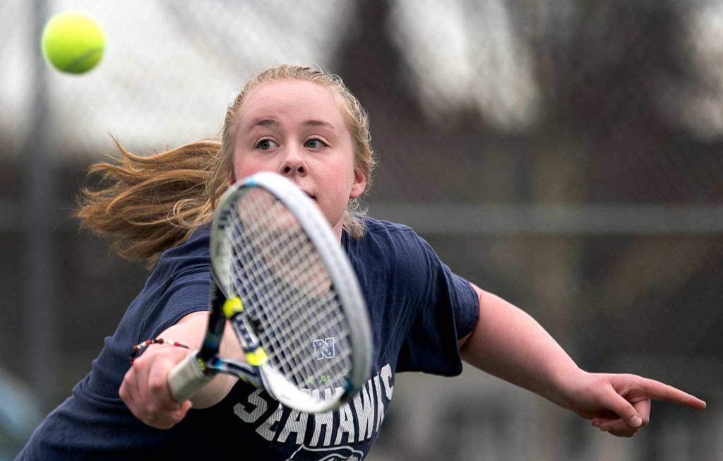Katri Shields works through practice at Snohomish High School on March 7. (Kevin Clark / The Herald)