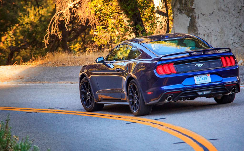 The 2018 Ford Mustang is available with an EcoBoost turbocharged four-cylinder engine or a 5.0-liter V8. (Manufacturer photo)