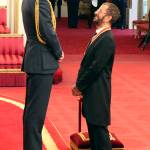 Former Beatle Ringo Starr speaks with Britains Prince William after receiving his knighthood at Buckingham Palace during an Investiture ceremony in London on Tuesday. (Yui Mok/PA via AP)