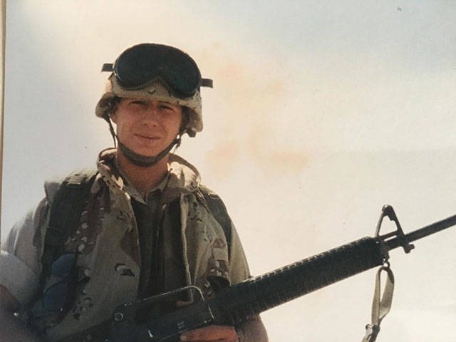 Marine Pat Gjerde in uniform in Kuwait in the early 1990s. (Family photo)
