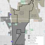 A map of the Arlington Marysville Manufacturing Industrial Center is included with an online survey about planning for the centers future.