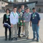 Kamiak High School won the Washington State Knowledge Bowl March 17 in Arlington. From left: Margaret Li, Brandon Ross, Sanjay Satish, Mitchell Vallins, Joey Schafer and Abheek Chakrabarti. (Contributed photo)