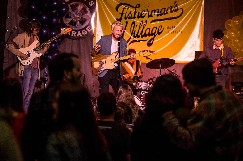Spooky Mansion performs at Tony Vs Garage as part of the Fishermans Village Music Festival in downtown Everett on Saturday, March 31. (Ian Terry / The Herald)