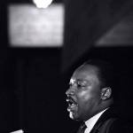 The Rev. Martin Luther King Jr. makes his last public appearance at the Mason Temple in Memphis, Tennessee, on April 3, 1968. The following day King was assassinated on his motel balcony. (Charles Kelly/Associated Press file photo)