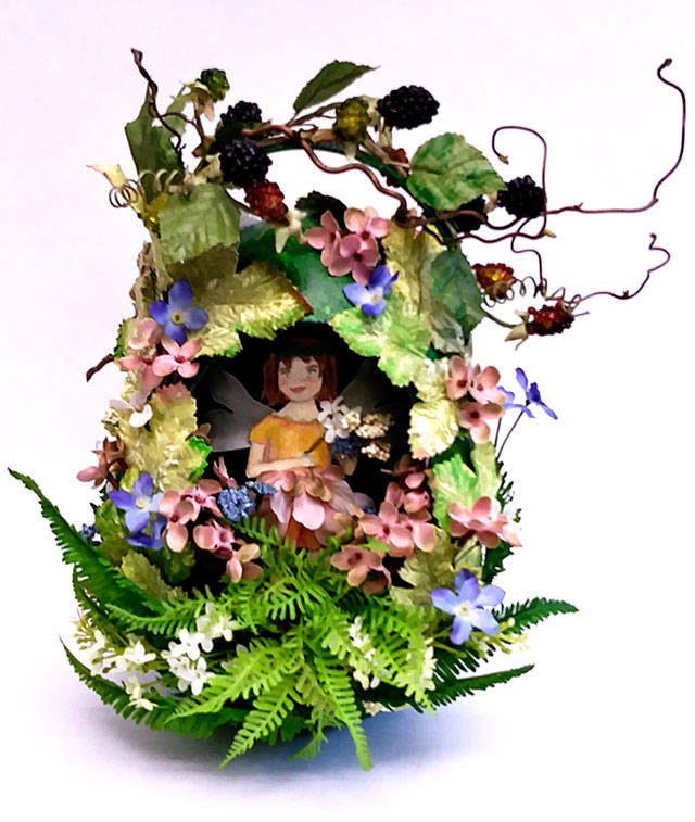 One of the plastic, 10-inch eggs on display during EGGS-plore Lynnwood.