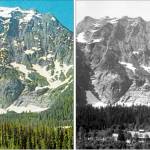 Big Four Mountain, before and after the inn was built. (Granite Falls History Museum)